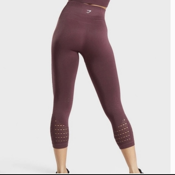 Gymshark Size Small Energy+ Seamless Cropped Leggings Berry Red - Picture 2 of 4